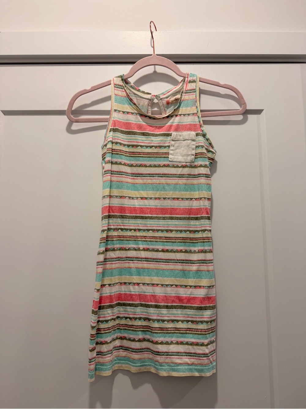 Roxy Striped Tank Dress in Coral, Aqua, Cream & Green